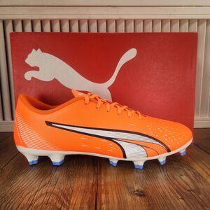 PUMA Ultra Play FG/AG Mens Sz 11.5 Orange White Athletic Soccer Cleats 107224-01